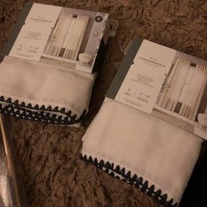 Cream Stitched Edge Threshold Curtains